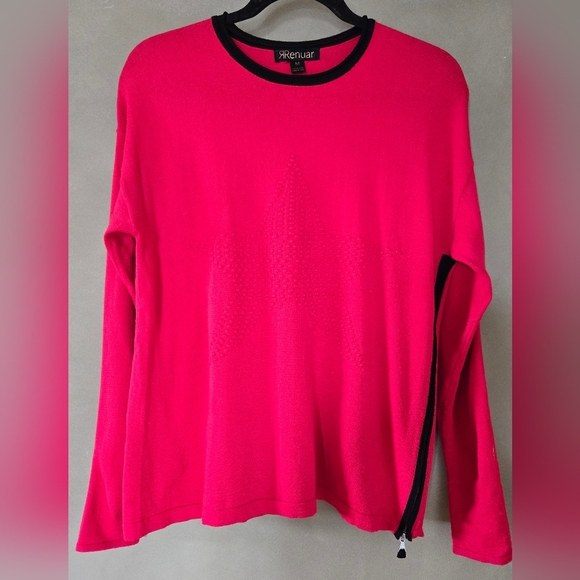 Renuar | Women's Red Long Sleeve Top with 3D Star Detail, Size M - Picture 1 of 7